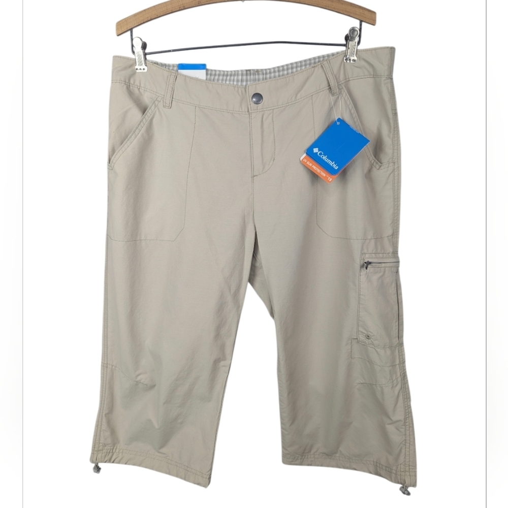 Columbia Size 14 Arch Cape III Knee Pants In Tan NWT